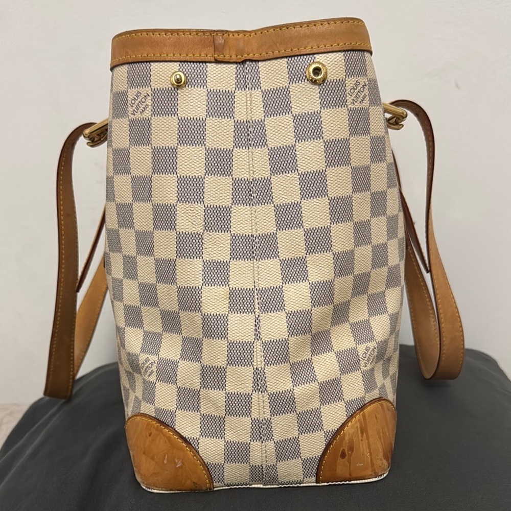 Louis Vuitton Tan and Cream Tote Bag with Damier Azur Canvas - Picture 4 of 5